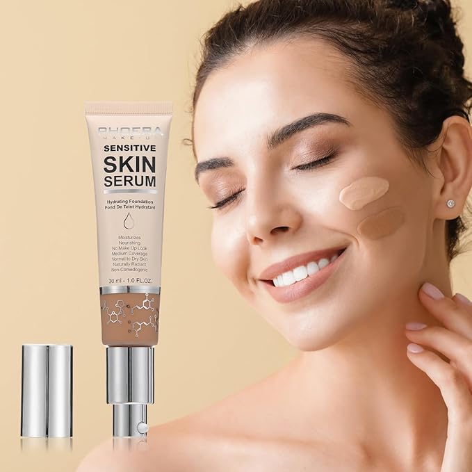 PHOERA Hydrating Serum Foundation,Flawless Full Coverage and Hypoallergenic Makeup Base Foundation. (N04 Sand, norm)