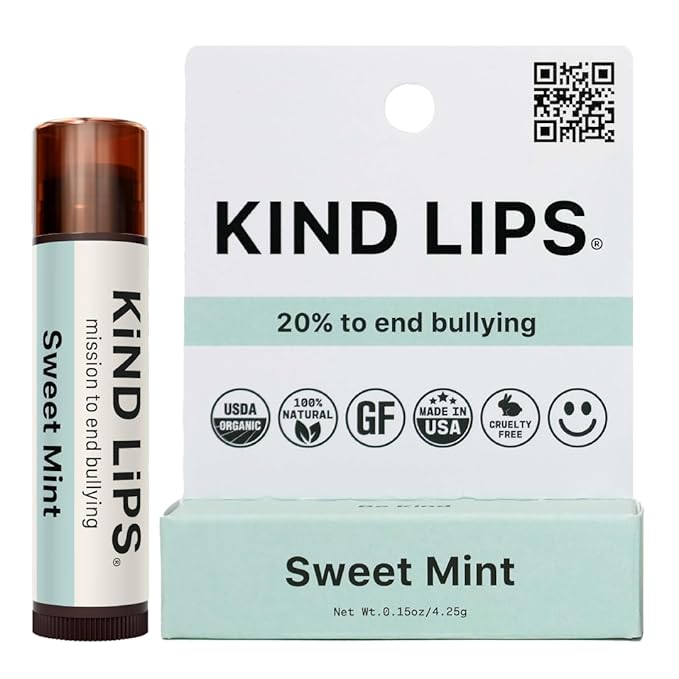 Kind Lips Organic Sweet Mint Lip Balm - Natural Hydrating Lip Moisturizer for Dry Lips, Gluten & Grain Free, Hydrating Lip Care, Made in USA, Small Business with Kindness Mission, Single Pack
