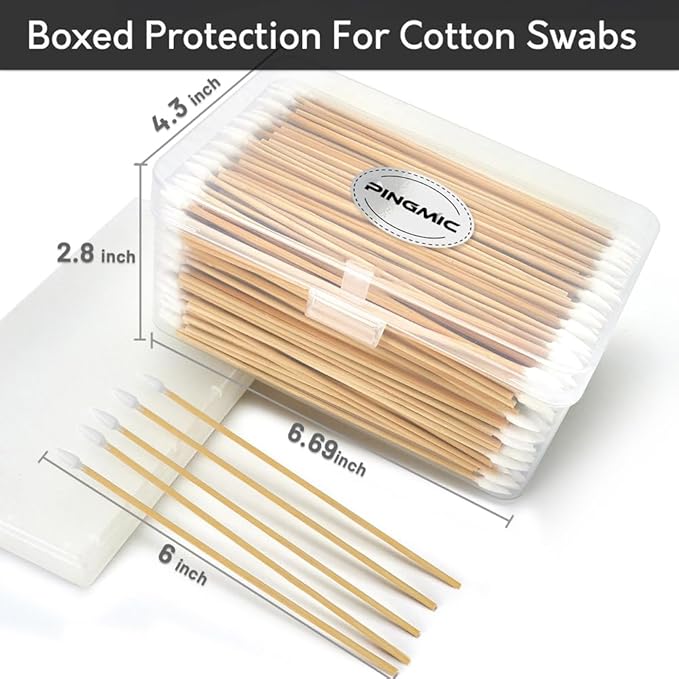500PCS 6" Gun Cleaning Swabs in Storage Box - Lint Free, Highly Absorbent Long Cotton Cleaning Swab