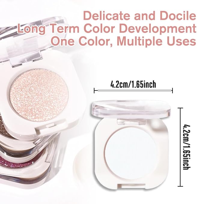 White Matte Eyeshadow Palette for Women, Single Monochrome Eye Shadow Makeup, Shiny Pressed Powder, Blendable Natural sombras para ojos, Holographic,Vegan,Travel -26