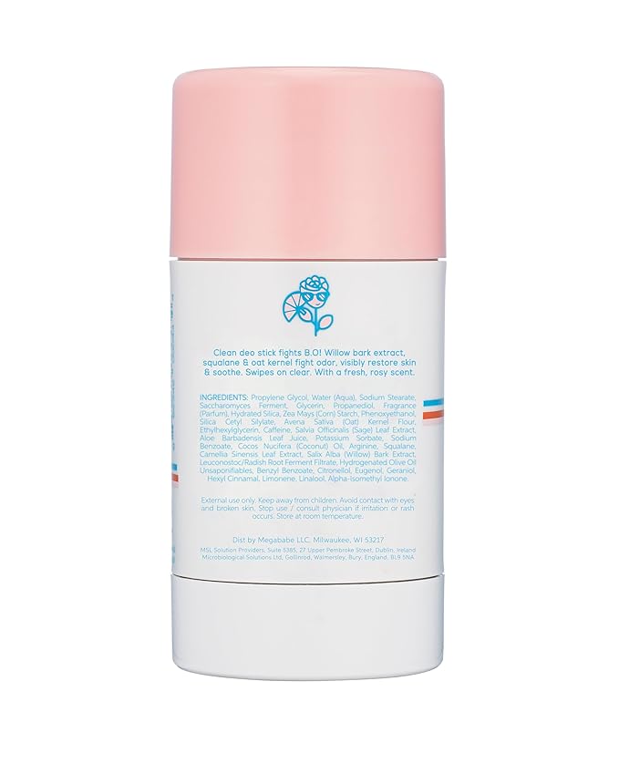 Megababe Daily Deodorant - Rosy Pits with 72 hour Odor Protection | Aluminum-Free, Clear & Clean | Fresh rose scent | 2.6 oz