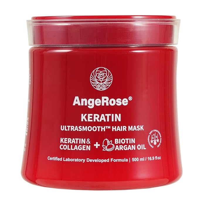 Keratin & Collagen Hair Mask with Argan Oil – Deep Repair Conditioner for Dry, Damaged Hair – Hydrating & Strengthening Treatment, 500ml (16.9 oz)
