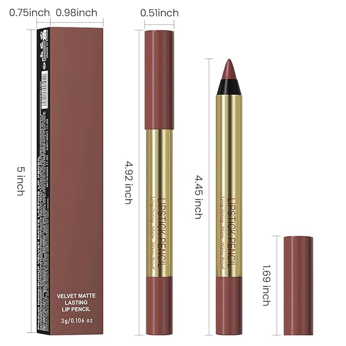 Matte Lip Liner – Sharpenable, Professional Waterproof & Smudge-Proof, Velvet Matte, Long-Lasting Color Lock, Daily Wear, Ideal for Bold & Chic Makeup Looks, Caramel Dark Brown (Shade 01)