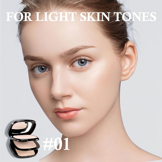 Boobeen 2 Layers Setting Powder - Matte Finishing Face Powder Compact - Light Shade Flawless Lightweight