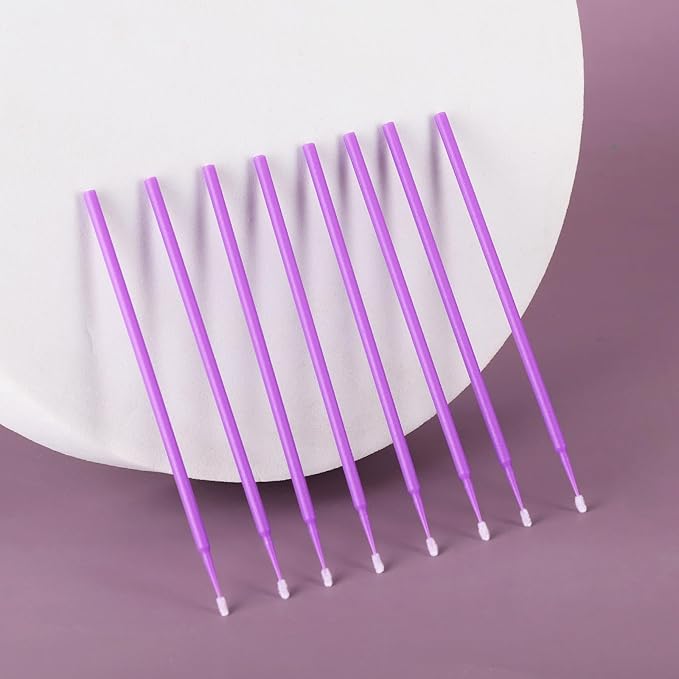 Tbestmax 1200 Pcs Micro Applicator Brush, Micro Swabs, Disposable Eye Lashes Mascara Wands for Eyelash Extension(Purple)