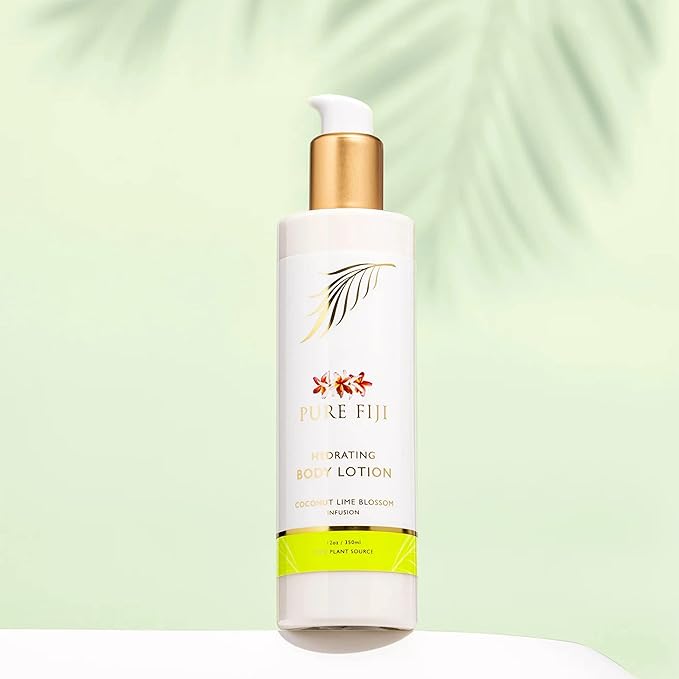PURE FIJI Body Lotion Hydrating - Moisturizing Lotion for Dry Skin with Coconut Milk and Vitamin E, Organic Body Lotion For Women and Men, Coconut Lime Blossom Scent, 12 oz