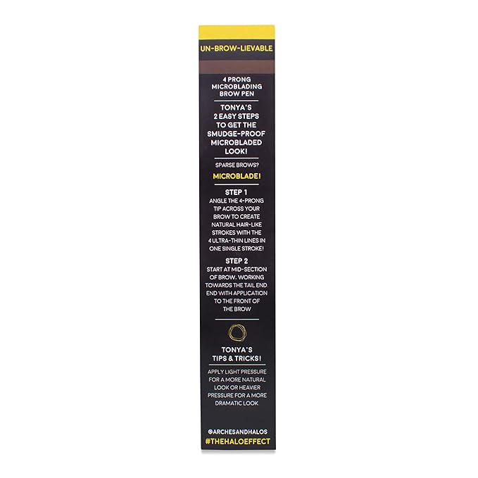 Arches & Halos Microblading Brow Shaping Pen - Fuller, More Defined Brow - Long-lasting, Smudge Resistant, Rich Color - Vegan and Cruelty-Free Makeup - Dark Brown - 0.026 oz
