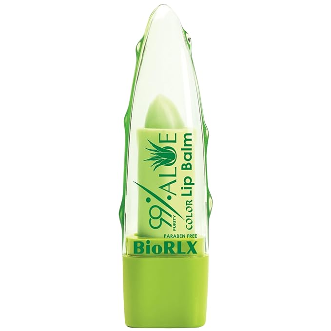 BioRLX 99% Purity Aloe Vera Lip Balm - Natural Moisturizing Unisex Lip Care for Hydrated and Radiant Lips (Aloe Vera - Color Tinted, 0.12 Ounce (Pack of 1))