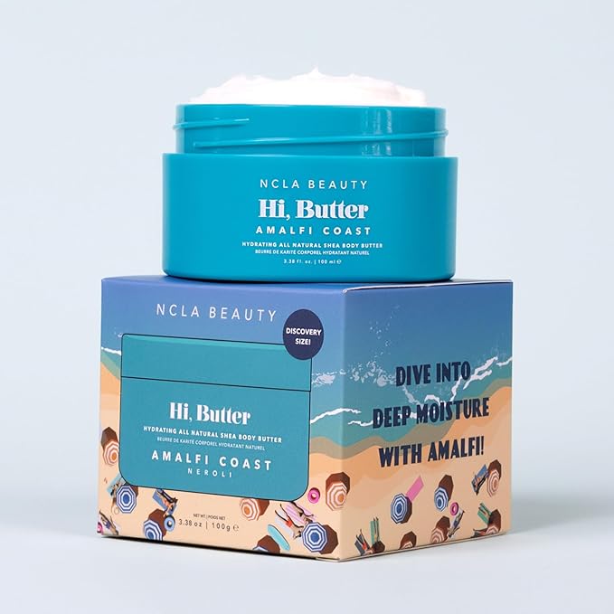 NCLA - Hi Butter, Natural Shea Body Butter | Nourish, Soften, Hydrate Skin | Shea, Mango + Cocoa Butters, Vitamin C | Vegan, Cruelty-Free, Clean Skincare (Amalfi Coast; 100 mL | 3.34 fl oz)