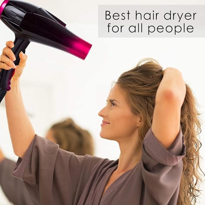 Hair Dryer, 3500 Watt Professional Salon Ionic Blow Dryer with AC Motor, 3 Heat Settings, 2 Speeds, Cool Shot Button, Tourmaline Ceramic, Concentrator & Diffuser Attachments, 110V (Purple)