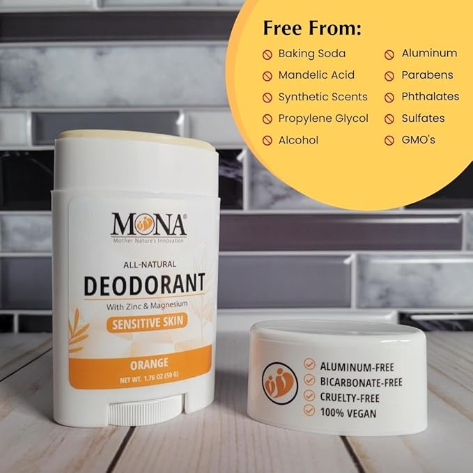 MONA BRANDS All Natural Deodorant For Women & Men | For Sensitive Skin | No Aluminum or Baking Soda | (3-Pack VARIETY-1 1.76 Oz each)