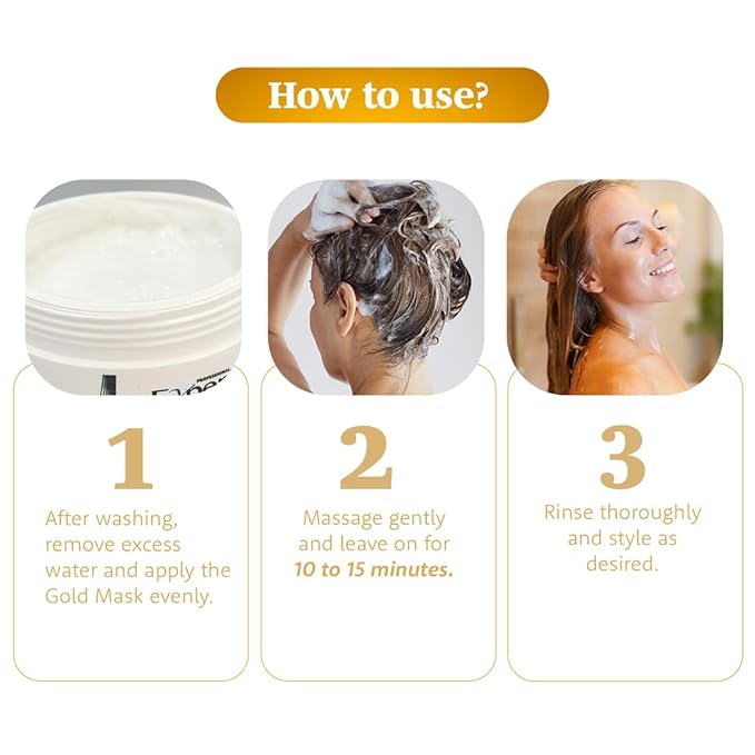 Expert Hair Gold - Restorative Hyaluronic Acid Mask to Repair Damaged Hair, Combat Dryness, Frizz & Split Ends (500g/17.6 Fl Oz)