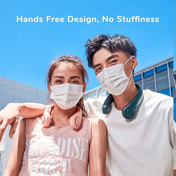 JISULIFE Portable Neck Fan, Hands-Free Bladeless, 5 Speeds, 4000 mAh Battery Operated Wearable Personal Fan, Twistable, Rechargeable, Gift for Women Men-Grey
