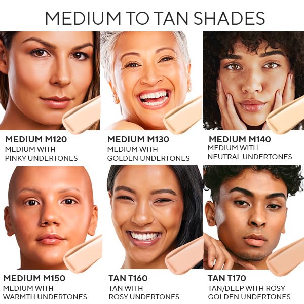 Mirabella Invincible For All HD Liquid Foundation - Anti-Aging Full Coverage Liquid Face Makeup - Moisturizing, Hydrating & Lightweight Foundation for All Skin Types (Medium M150)
