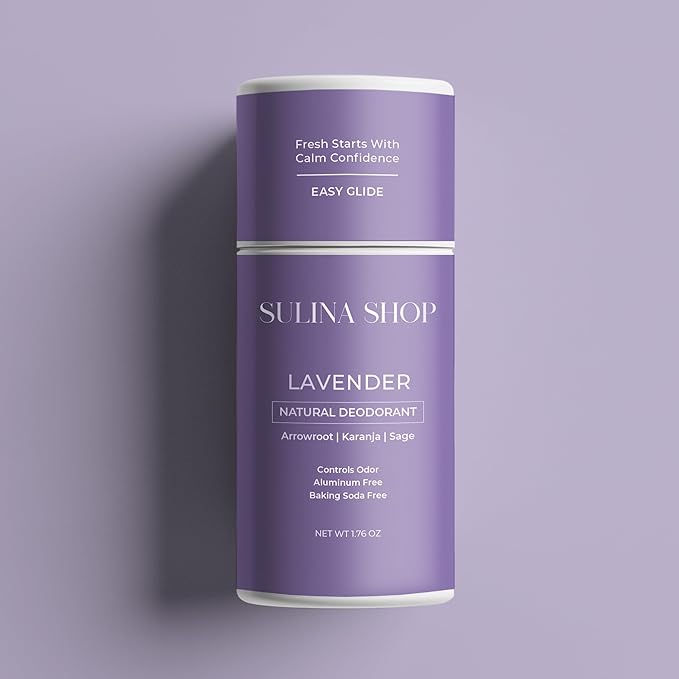 Lavender Natural Deodorant for Women & Men, Aluminum-Free, Baking Soda-Free, 12-Hour Odor Protection, Plant-Based Formula - Soothing Lavender Scent, Gentle on Sensitive Skin