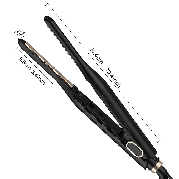3/10”Thin Pecil Flat lron All in one Styling Tool,Mini Hair Straightener,,Micro Hair Straightener,Small Flat Irons for Short Hair, Curls Bangs, Dual Voltage,Plus Travel Friendly