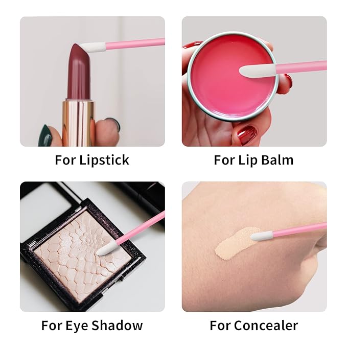 Pink Lip Wands Applicators Disposable - Vaincre 500PCS Lip Brush, Lipstick Make Up Lint Free Brush Gloss Wands, Makeup Applicator Beauty Tool Kits