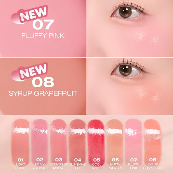 PERIPERA SYRUPY TOK CHEEK 5 Colors, Liquid Blush, Dewy Finish and Hydrates All day, Soft Velvet Texture Face Cheek Tint (01 LIGHT PEACH, One Size)