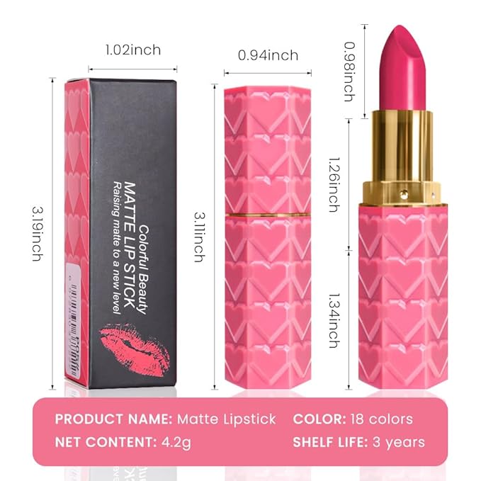 evpct 1Pcs Pink Lipstick, Silky Velvet Matte Lipstick Pack Sets for Women, Long Lasting Smudge Proof Lipstick Lip Stain Makeup Kit matte lipstick 24 hours original P05