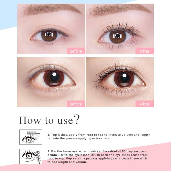 4D Silk Fiber Lash Mascara, Natural Smudge-proof & Waterproof , Black Thickening Lengthening No Clumping, Fuller Lashes, Lasting All Day (1 Tube 4D)