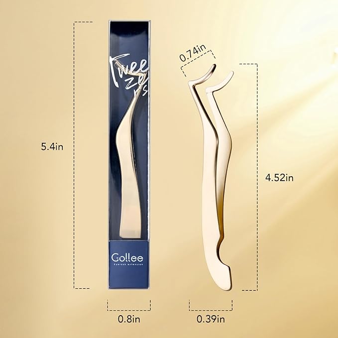 GOLLEE Eyelash Applicator Tool DIY Cluster Lash Tweezers Curved Eyelash Tweezers for Easy Lash Application and Removal, DIY Lash Applicator Tweezer For Strip Lashes Clusters Lash