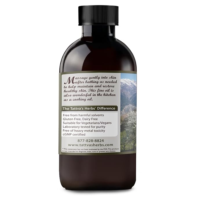 Tattva's Herbs Mustard Seed Oil for Hair, Cooking, Skin, & Massage, Unrefined Cold Pressed, Soothes Sore Joints, Kapha Balancing, 16 fl oz