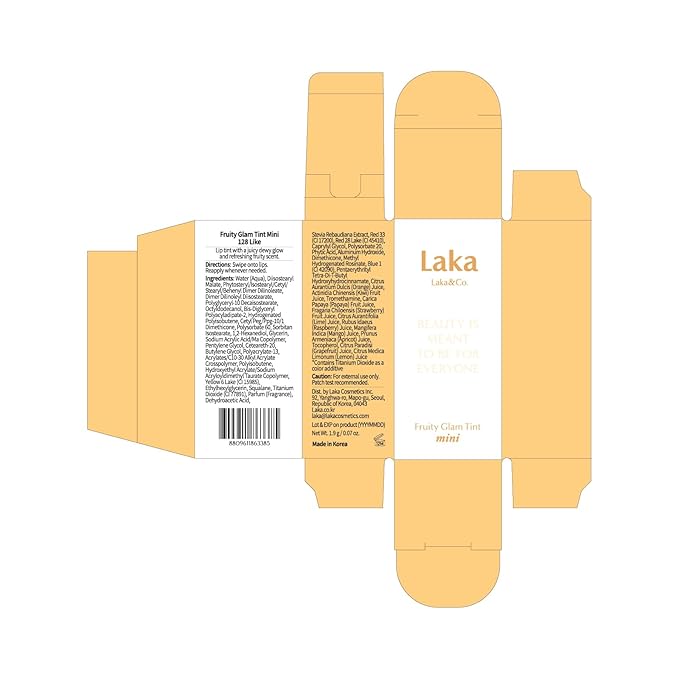 Laka Fruity Glam Lip Tint Mini, Glowing Lip Stain with Wide Color Spectrum, Hydrating & Lightweight Texture, Long-Lasting Bold Stain, Non-Sticky, Vegan, K-Beauty (128 Like)