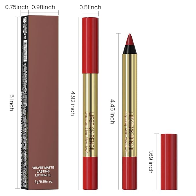 Matte Lip Liner – Sharpenable, Professional Waterproof & Smudge-Proof, Velvet Matte, Long-Lasting Color Lock, Daily Wear, Ideal for Bold & Chic Makeup Looks, Vermilion (Shade 02)