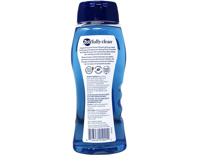 Zest Body Wash Ocean Breeze with Sea Minerals Refresh 18 Ounce (Pack of 2)