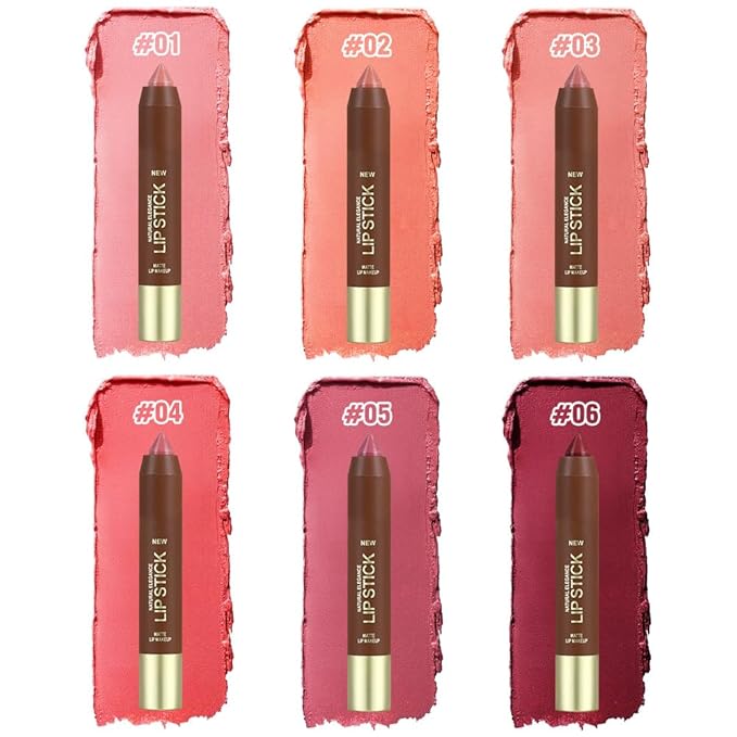 2Pcs Matte Lipstick Crayon Set for Women, 24 Hour Rose Pink Ruby Red Lipstick Lip Liner Pencil Long Lasting Waterproof Smudge Proof, Neutral lip liner marker Easy Application Full Coverage