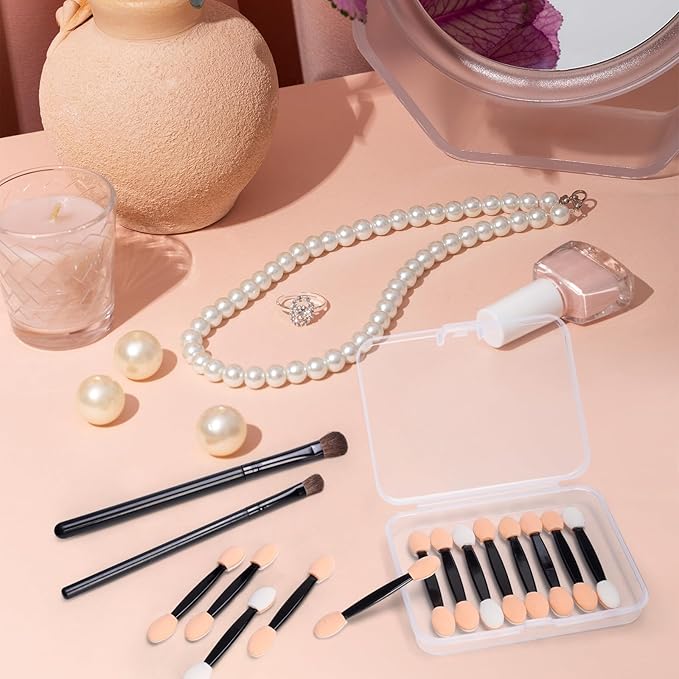 150 PCS Eyeshadow Applicators Sticks with Container. 2.45' Professional Disposable Eye Shadow Makeup Brushes