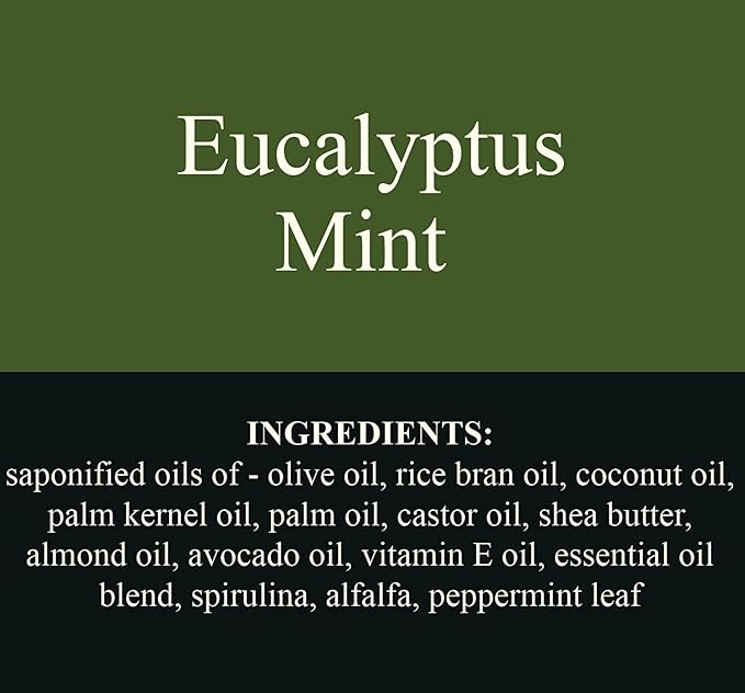 Traverse Bay Bath and Body Eucalyptus Mint Natural Cold Process Soap, Essential Oil Based, Cooling Eucalyptus and Peppermint, 6 Bars, 33+ oz