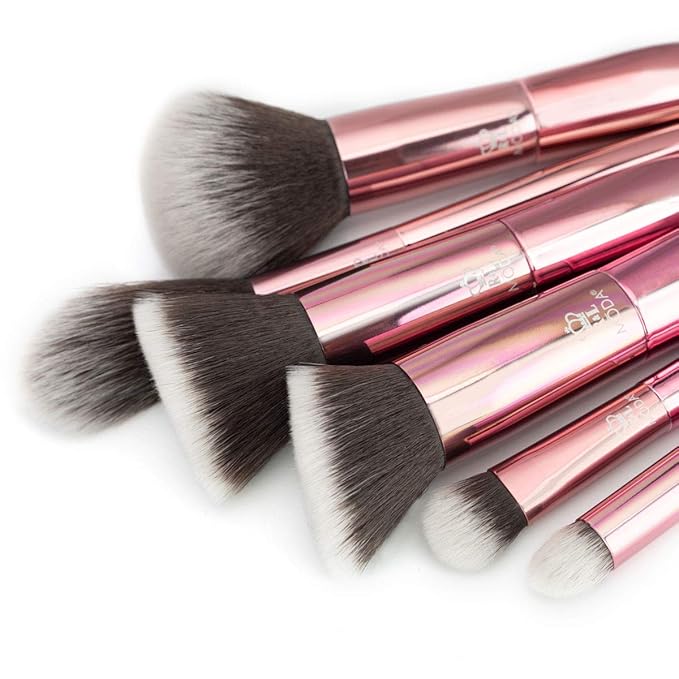 MODA Limited Edition 6PC Rose Makeup Brush Kit, Includes - Powder, Angle Blender, Complexion, Diffuser, Shadow, and Smoky Eye Brushes