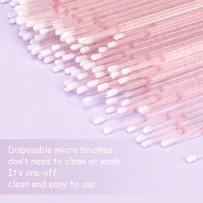 G2PLUS 500PCS Disposable Micro Applicators Brush for Makeup and Personal Care, Cosmetic Micro Applicators, Microswabs for Eyelash Extensions, Nails, Eyeliner (Head Diameter: 2.5mm/0.098'')