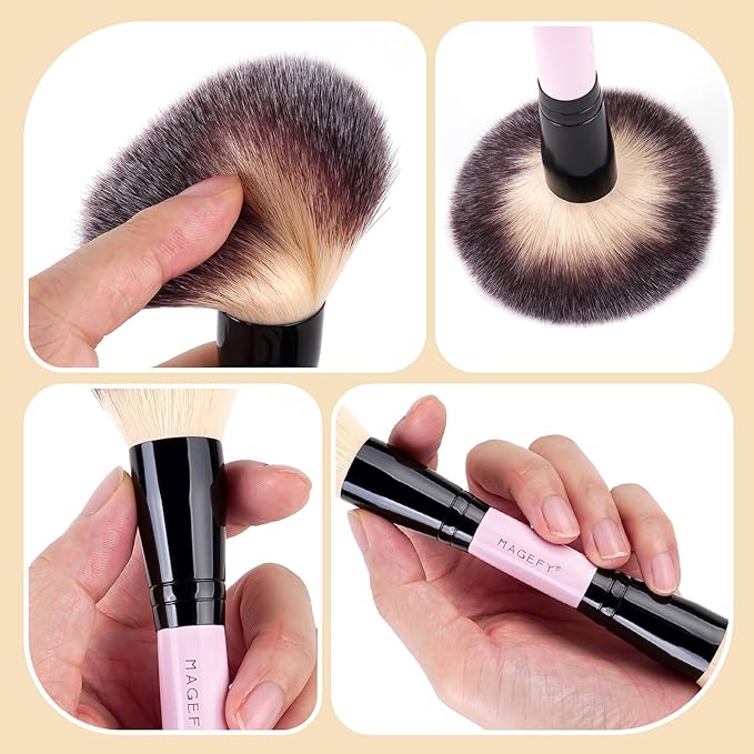 MAGEFY Makeup Brushes 37 Pcs Makeup Kit, Multi-functional Makeup Tool Set with Double-End Powder Blush Eyeshadows Brush Make up Brushes Set Bag,Pink