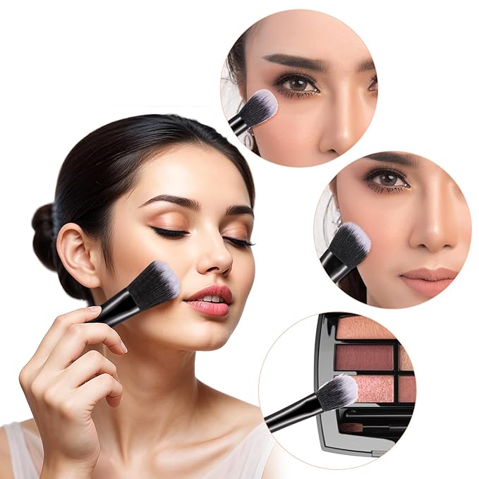 Travel Makeup Brush Set, Portable Mini Cosmetic Brushes with Case Full Complete Function Makeup Brushes Kit with Pouch Foundation Eyebrow Blending Concealer Blush Eyeshadow Contour Pow(Black)