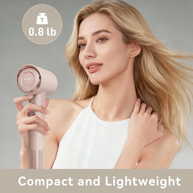 Hair Dryer, 130000RPM High-Speed Brushless Motor Blow Dryer for Fast Drying, 400 Million Negative Ions Hair Dryers for Women, Hair Blow Dryer with Nozzle & Fragrance Essence Capsule (Champagne Pink)