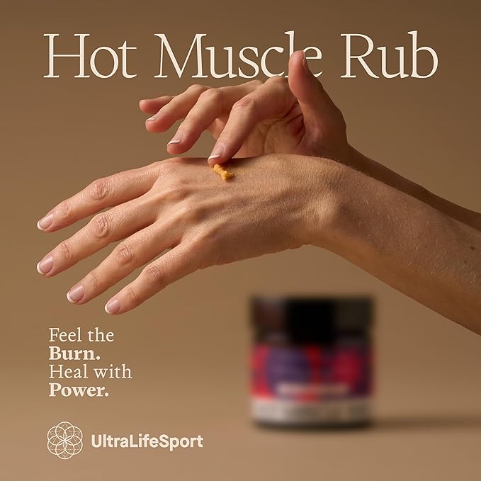 Ultra Life Sport – Premium Hot Muscle Balm with Shea Butter & Organic Essential Oils – 100% Vegan, Non-GMO, Free Trade – Warming Topical Formula with Chai Tea Scent - 1 oz.