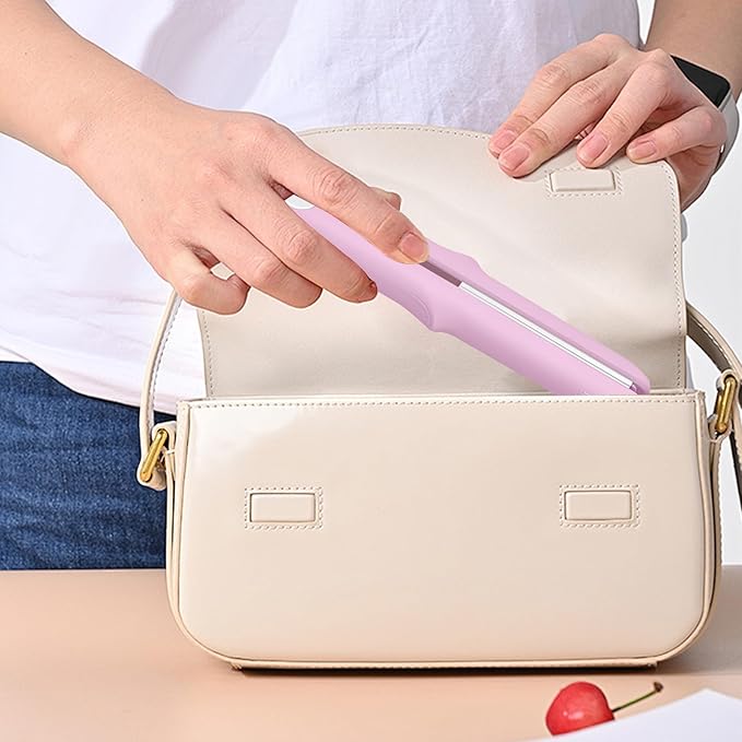 Pipiup Curling Iron, Pipiup Mini Curling Wand & Straightener, Dual Purpose Travel Tool for Styling Short Hair (Pink)
