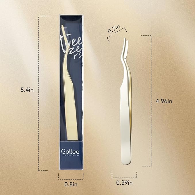 Stainless Steel Lash Applicator Tweezers - Curved Lash Clamper for False Lashes Application and Removal