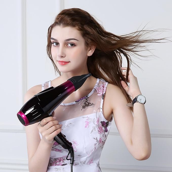 Ionic Hair Dryer with 3500W Motor, 3 Heat/2 Speed Settings, 2 Nozzles, 1 Diffuser for Professional Home Salon Use - Purple