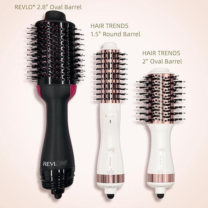1.5 Inch Barrel (2.8โโ Plus Bristles) Dual Voltage(110~250V) Round Brush Blow Dryer, Hair Dryer Brush with European Plug Adapter, 4-in-1 Negative Ionic One Step Volumizer Dryer