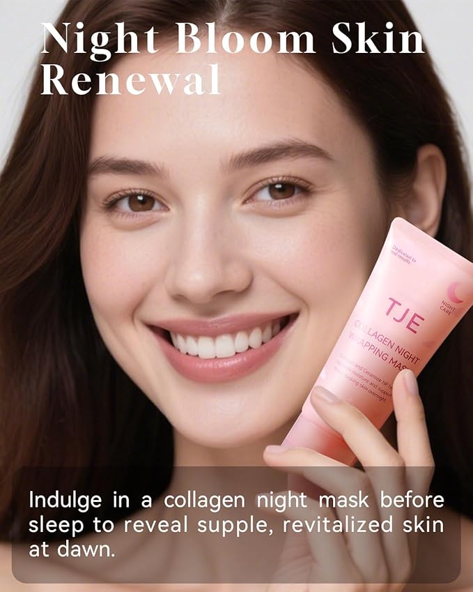TJE Collagen Night Wrapping Mask, Collagen Peel Off Face Mask with Nicotinamide, Elasticity & Hydration Care, Reduces Sagging & Dullness - 2.53 fl oz