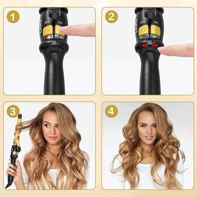 DAN Technology 3/4 Inch Curling Iron Wand for Classic Natural Curls, Tourmaline Ceramic Hair Curler with 180°F–430°F Adjustable Temperature, Fast Heating, Dual Voltage, Auto Shut-Off, Black & Gold