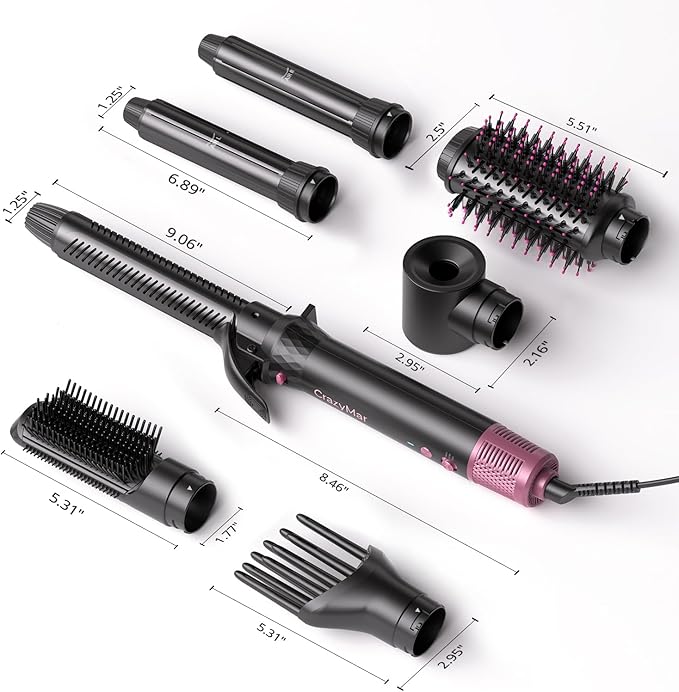 7-in-1 Air Wrap Hair Styler, Fast Drying Blow Dryer & Curling StylingTool, Hot Air Styler No Heat Damage, Hot Air Styler Wrap for Curling Volumizing Straightening Styling(Pink)