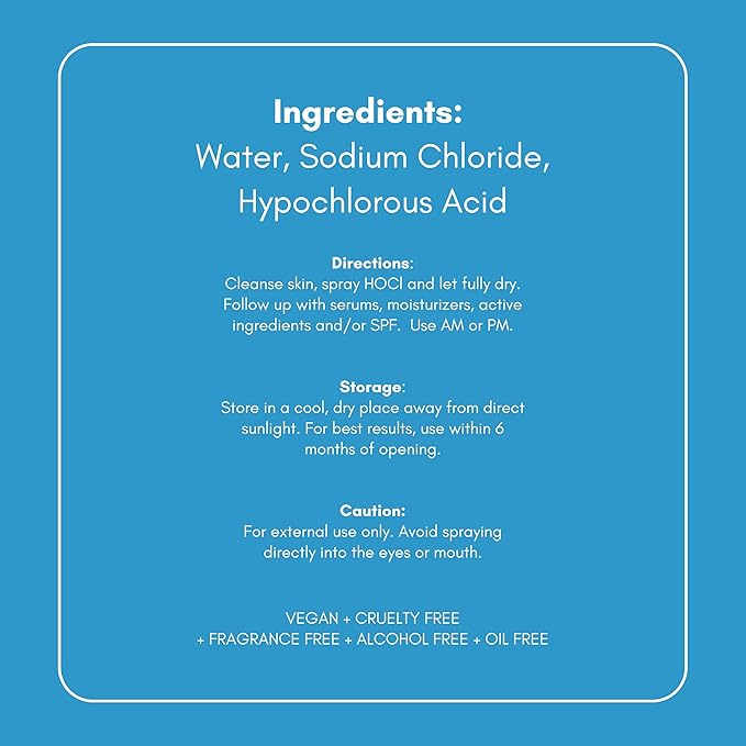 Hypochlorous Acid Spray – Dermatologist Tested HOCl Facial Cleanser for Sensitive, Acne-Prone & Irritated Skin – Soothes Redness, Eczema, Rashes & Itching – Skin Repair Spray, 2 fl oz - Honeydew Labs