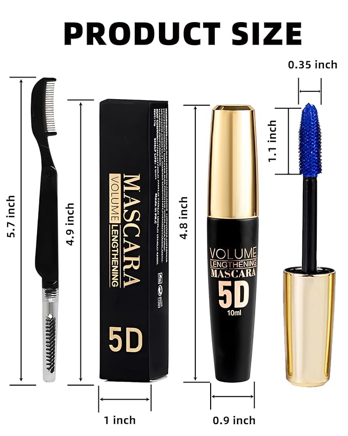 Red Waterproof Mascara for Eyelash, 5D Silk Fiber Lashes Extension Colored Tube Mascara with Eyelash Brush, Long Lasting Smudge-proof Volumizing Lengthening, Cosplay Party Eye Makeup Gift for Women
