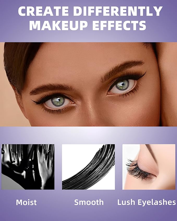 5D White Mascara Volume and Length, Longlasing Waterproof Colored Fiber Mascara for Eyelashes,Volumizing Curling Eye Lashes rimel de pestañas,Christmas Eye Makeup Gift for Women Girl Cosplay Stage Use