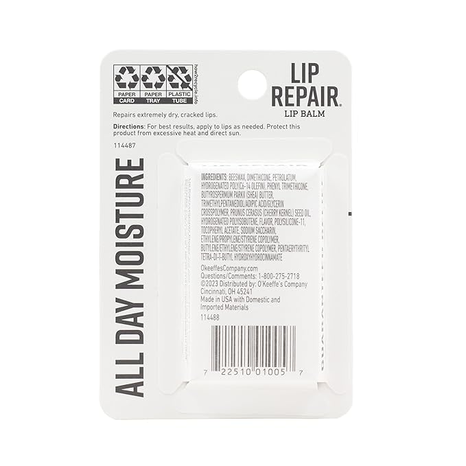 O'Keeffe's Lip Repair Lip Balm with Cherry & Vitamin E Oil - Stick (Twin Pack) - Moisturizer for Extremely Cracked, Dry Lips