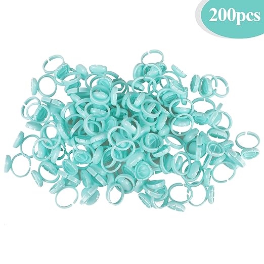 Fenshine 200 PCS Smart Glue Holder Lash Glue Ring Cups Volume Lashes Quick Blossom Cups for Eyelash Extension Supply, 2 Methods of Use (Green)